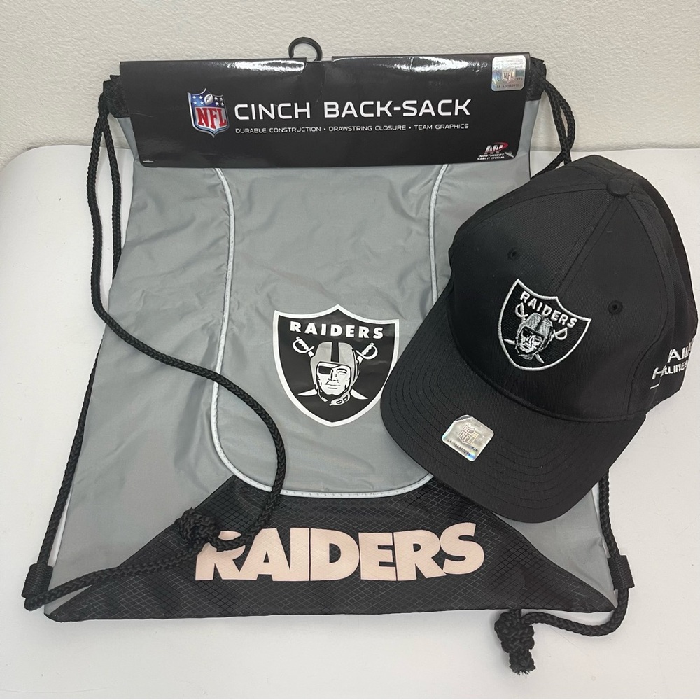 Raiders base ball cap and Cinch Back-sack lot of 2